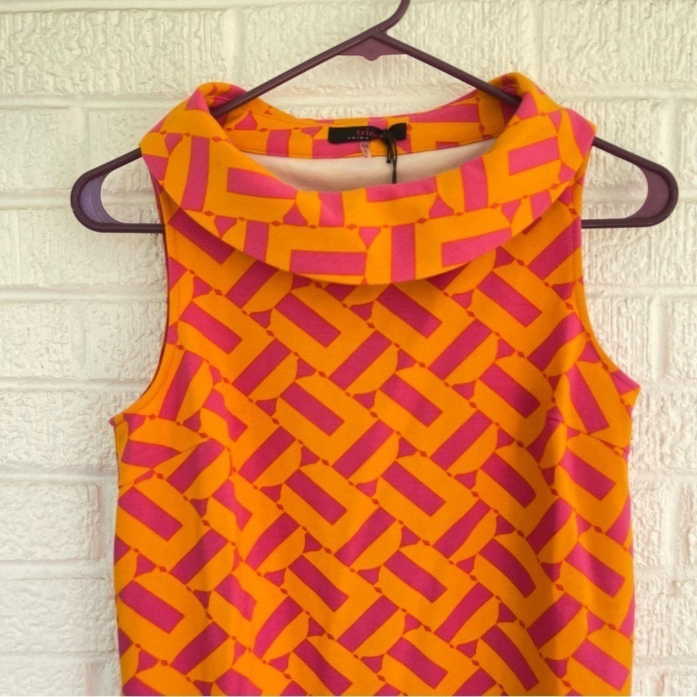 NEW Trina Turk Leko Boat Neck Swing Dress Orange Pink Size XS NWT - Picture 3 of 7